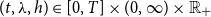 left parenthesis t comma lamda comma h right parenthesis element of left bracket 0 comma upper T right bracket times left parenthesis 0 comma normal infinity right parenthesis times double struck upper R Subscript plus