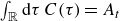 integral Underscript double struck upper R Endscripts d tau upper C left parenthesis tau right parenthesis equals upper A Subscript t Baseline