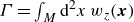 upper Gamma equals integral Underscript upper M Endscripts d squared x w Subscript z Baseline left parenthesis bold italic x right parenthesis