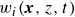 w Subscript i Baseline left parenthesis bold italic x comma z comma t right parenthesis