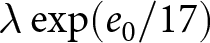 lamda exp left parenthesis e 0 slash 17 right parenthesis