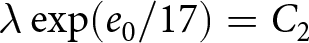 lamda exp left parenthesis e 0 slash 17 right parenthesis equals upper C 2
