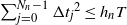 sigma summation Underscript j equals 0 Overscript upper N Subscript n Baseline minus 1 Endscripts normal upper Delta t Subscript j squared less than or equals h Subscript n Baseline upper T