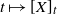 t right arrow from bar left bracket upper X right bracket Subscript t