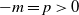 negative m equals p greater than 0