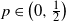 p element of left parenthesis 0 comma one half right parenthesis
