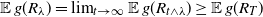 double struck upper E g left parenthesis upper R Subscript lamda Baseline right parenthesis equals limit Underscript t right arrow normal infinity Endscripts double struck upper E g left parenthesis upper R Subscript t and lamda Baseline right parenthesis greater than or equals double struck upper E g left parenthesis upper R Subscript upper T Baseline right parenthesis