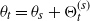 theta Subscript t Baseline equals theta Subscript s Baseline plus normal upper Theta Subscript t Superscript left parenthesis s right parenthesis