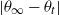 StartAbsoluteValue theta Subscript normal infinity Baseline minus theta Subscript t Baseline EndAbsoluteValue