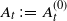 upper A Subscript t Baseline colon equals upper A Subscript t Superscript left parenthesis 0 right parenthesis