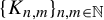 left brace upper K Subscript n comma m Baseline right brace Subscript n comma m element of double struck upper N