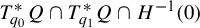 upper T Subscript q 0 Superscript asterisk Baseline upper Q intersection upper T Subscript q 1 Superscript asterisk Baseline upper Q intersection upper H Superscript negative 1 Baseline left parenthesis 0 right parenthesis