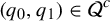 left parenthesis q 0 comma q 1 right parenthesis element of script upper Q Superscript c