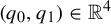 left parenthesis q 0 comma q 1 right parenthesis element of double struck upper R Superscript 4
