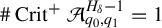 number sign upper C r i t Superscript plus Baseline script upper A Subscript q 0 comma q 1 Superscript upper H Super Subscript delta Superscript minus 1 Baseline equals 1