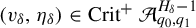left parenthesis v Subscript delta Baseline comma eta Subscript delta Baseline right parenthesis element of upper C r i t Superscript plus Baseline script upper A Subscript q 0 comma q 1 Superscript upper H Super Subscript delta Superscript minus 1