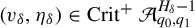 left parenthesis v Subscript delta Baseline comma eta Subscript delta Baseline right parenthesis element of upper C r i t Superscript plus Baseline script upper A Subscript q 0 comma q 1 Superscript upper H Super Subscript delta Superscript minus 1