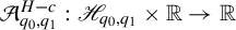 script upper A Subscript q 0 comma q 1 Superscript upper H minus c Baseline colon script upper H Subscript q 0 comma q 1 Baseline times double struck upper R right arrow double struck upper R