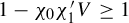 1 minus chi 0 chi prime 1 upper V greater than or equals 1