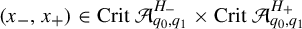left parenthesis x Subscript minus Baseline comma x Subscript plus Baseline right parenthesis element of upper C r i t script upper A Subscript q 0 comma q 1 Superscript upper H Super Subscript minus times upper C r i t script upper A Subscript q 0 comma q 1 Superscript upper H Super Subscript plus