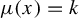 mu left parenthesis x right parenthesis equals k
