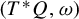 left parenthesis upper T Superscript asterisk Baseline upper Q comma omega right parenthesis