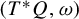 left parenthesis upper T Superscript asterisk Baseline upper Q comma omega right parenthesis