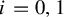 i equals 0 comma 1
