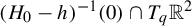 left parenthesis upper H 0 minus h right parenthesis Superscript negative 1 Baseline left parenthesis 0 right parenthesis intersection upper T Subscript q Baseline double struck upper R squared