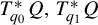 upper T Subscript q 0 Superscript asterisk Baseline upper Q comma upper T Subscript q 1 Superscript asterisk Baseline upper Q