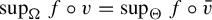 sup Underscript normal upper Omega Endscripts f ring v equals sup Underscript normal upper Theta Endscripts f ring v overbar