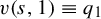 v left parenthesis s comma 1 right parenthesis identical to q 1
