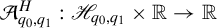script upper A Subscript q 0 comma q 1 Superscript upper H Baseline colon script upper H Subscript q 0 comma q 1 Baseline times double struck upper R right arrow double struck upper R