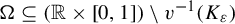 normal upper Omega subset of or equal to left parenthesis double struck upper R times left bracket 0 comma 1 right bracket right parenthesis minus v Superscript negative 1 Baseline left parenthesis upper K Subscript epsilon Baseline right parenthesis