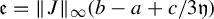 German e equals StartMetric upper J EndMetric Subscript infinity Baseline left parenthesis b minus a plus c divided by 3 German y right parenthesis