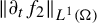 StartMetric partial differential Subscript t Baseline f 2 EndMetric Subscript upper L Sub Superscript 1 Subscript left parenthesis normal upper Omega right parenthesis