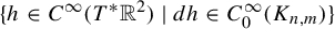 StartSet h element of upper C Superscript infinity Baseline left parenthesis upper T Superscript asterisk Baseline double struck upper R squared right parenthesis vertical bar d h element of upper C 0 Superscript infinity Baseline left parenthesis upper K Subscript n comma m Baseline right parenthesis EndSet