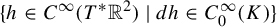 StartSet h element of upper C Superscript infinity Baseline left parenthesis upper T Superscript asterisk Baseline double struck upper R squared right parenthesis vertical bar d h element of upper C 0 Superscript infinity Baseline left parenthesis upper K right parenthesis EndSet