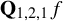 bold upper Q Subscript 1 comma 2 comma 1 Baseline f