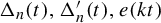 normal upper Delta Subscript n Baseline left parenthesis t right parenthesis comma normal upper Delta prime Subscript n Baseline left parenthesis t right parenthesis comma e left parenthesis k t right parenthesis