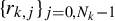 left brace r Subscript k comma j Baseline right brace Subscript j equals 0 comma upper N Sub Subscript k Subscript minus 1