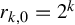 r Subscript k comma 0 Baseline equals 2 Superscript k