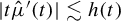 StartAbsoluteValue t ModifyingAbove mu With caret prime left parenthesis t right parenthesis EndAbsoluteValue less than or equivalent to h left parenthesis t right parenthesis