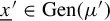 x underbar prime element of upper G e n left parenthesis mu Superscript prime Baseline right parenthesis