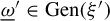 omega underbar prime element of upper G e n left parenthesis xi Superscript prime Baseline right parenthesis