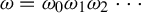 omega equals omega 0 omega 1 omega 2 midline horizontal ellipsis