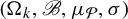 left parenthesis normal upper Omega Subscript k Baseline comma script upper B comma mu Subscript script upper P Baseline comma sigma right parenthesis