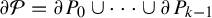 partial differential script upper P equals partial differential upper P 0 union midline horizontal ellipsis union partial differential upper P Subscript k minus 1