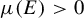 mu left parenthesis upper E right parenthesis greater than 0