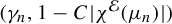 left parenthesis gamma Subscript n Baseline comma 1 minus upper C StartAbsoluteValue chi Superscript script upper E Baseline left parenthesis mu Subscript n Baseline right parenthesis EndAbsoluteValue right parenthesis